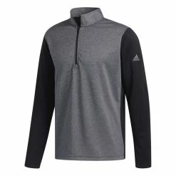 Adidas Lightweight UPF 1/4 Zip Golf Sweater - Black Heather