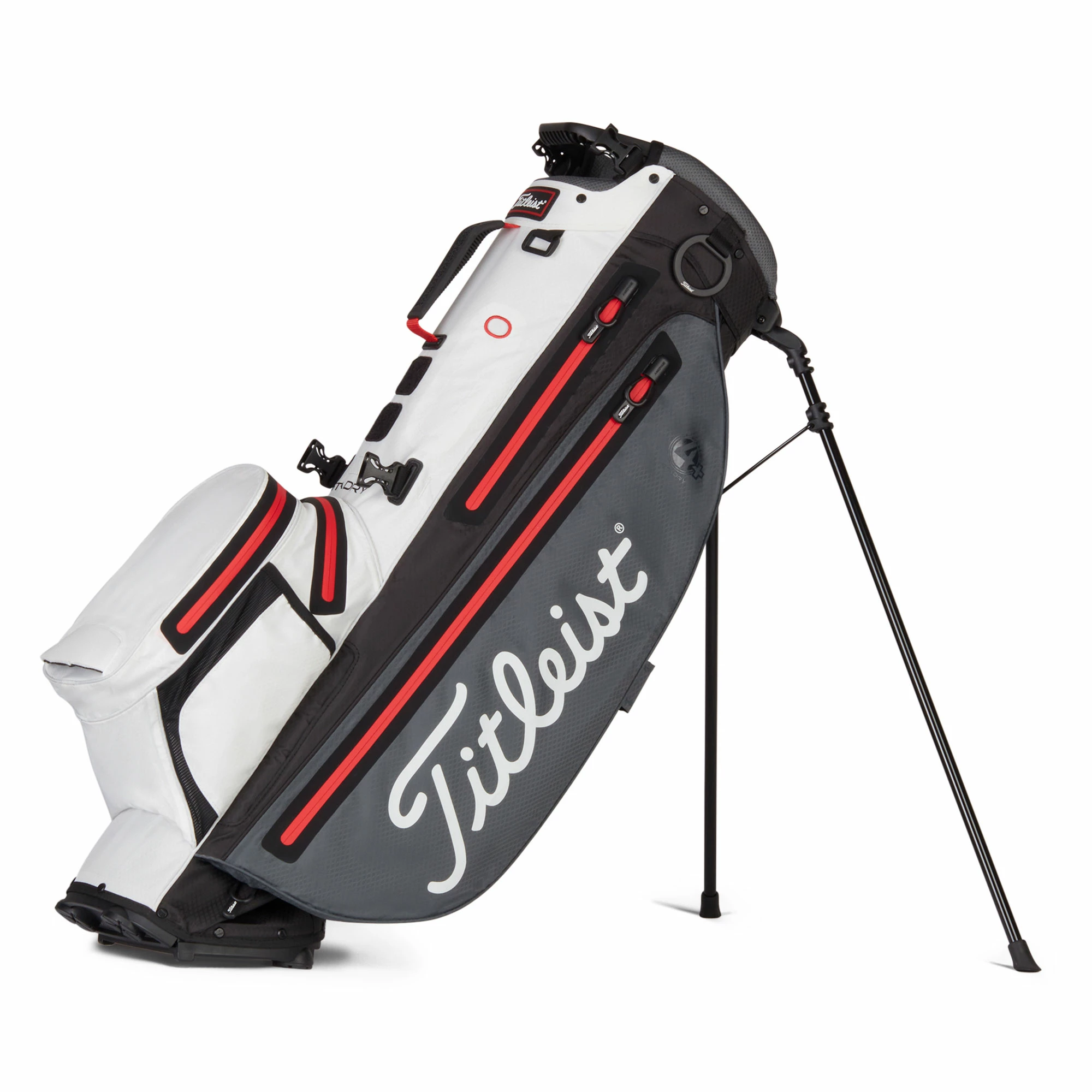 Titleist Players 4+ StaDry Golf Stand Bag - Charcoal/White/Red