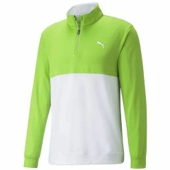 Puma Gamer Colourblock 1/4 Zip Golf Sweater - Green/Bright White