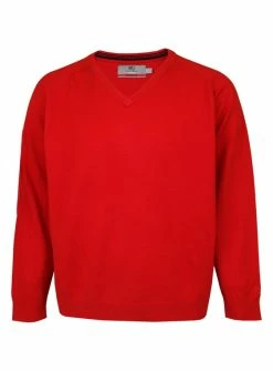ProQuip Merino Water Repellent Sweater V Neck - Bright Red