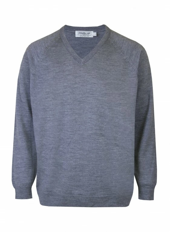 ProQuip Merino Water Repellent Sweater V Neck - Grey Marl