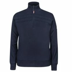 Oscar Jacobson Orson Half Zip Lined Golf Sweater - Navy